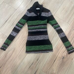 GANNI STRIPED RIBBED SWEATER